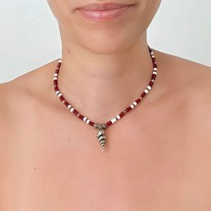 Beautiful VNG Conch Shell Pendant 925 Sterling Silver Beaded Glass Necklaces